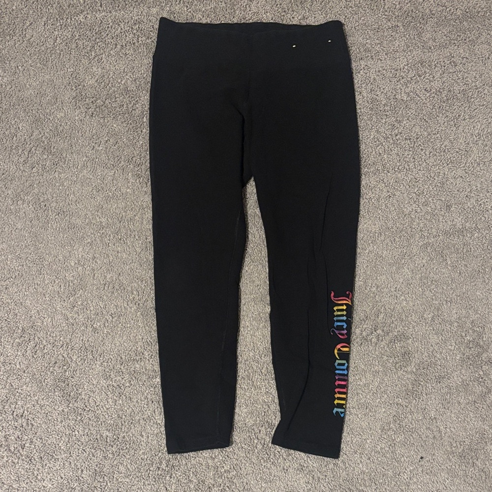 Juicy Couture Kids Black Leggings with Vibrant Logo
